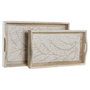DKD Home Decor Set de 2 Bandejas de Mango Diseño Ramas Acabado Decape