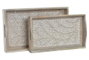 DKD Home Decor Set de 2 Bandejas de Mango Diseño Ramas Acabado Decape