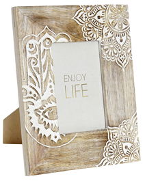 DKD Home Decor Marco de Foto Hamsa Indio 10x15cm Marrón Mango 25.5 x 20 x 2 cm