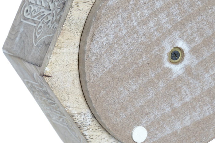 DKD Home Decor Portamandos Giratorio Indio Hamsa Marrón de Madera de Mango Decapé 20x20x20 cm