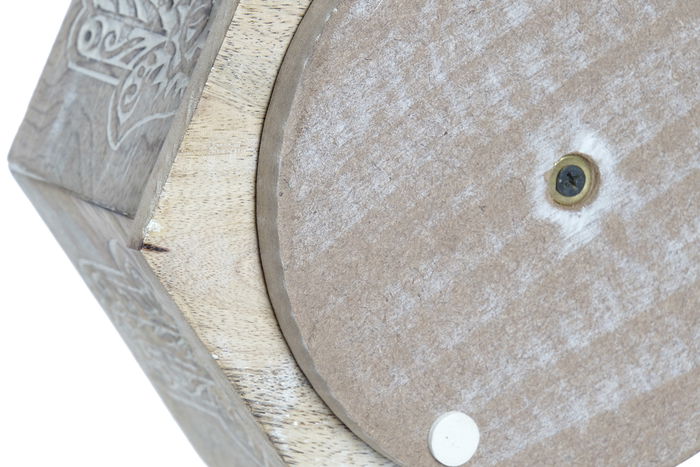 DKD Home Decor Portamandos Giratorio Indio Hamsa Marrón de Madera de Mango Decapé 20x20x20 cm