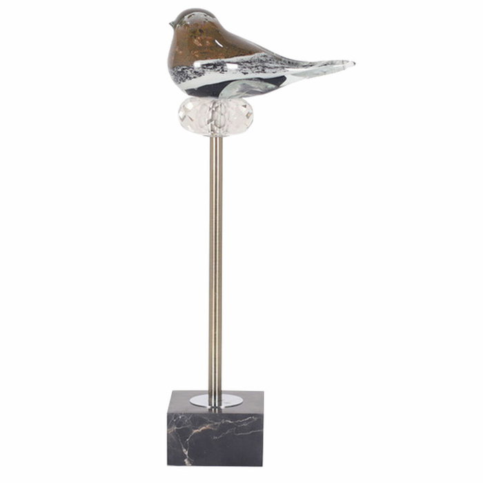 DKD Home Decor Figura de Pájaro Tricolor en Cristal y Mármol