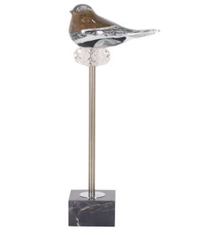 DKD Home Decor Figura de Pájaro Tricolor en Cristal y Mármol