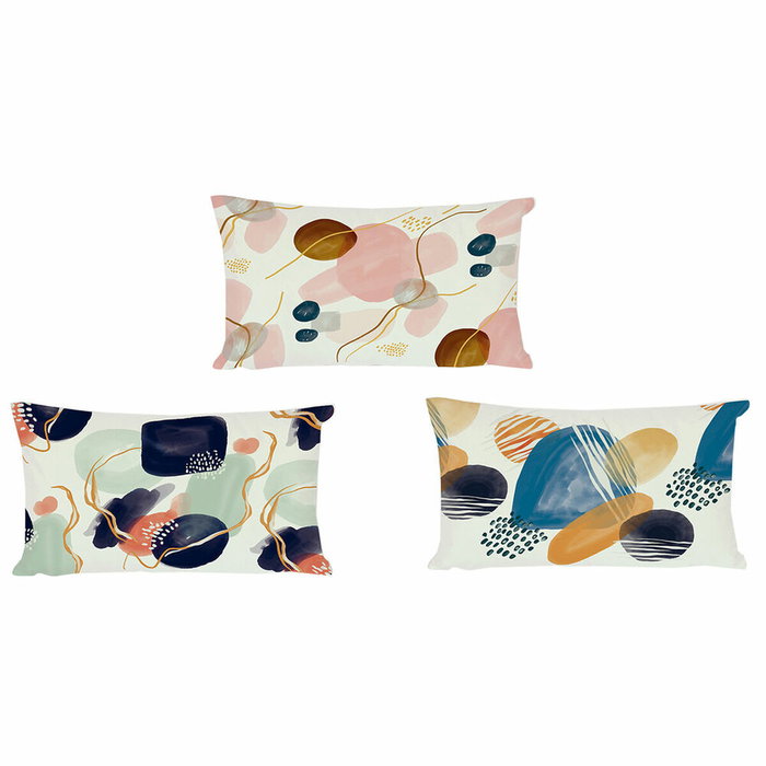 DKD Home Decor Set de 3 Cojines Abstractos Bubbles de Algodón y Lino