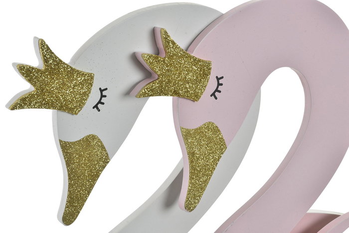 DKD Home Decor Perchero Swan Blanco Rosa Palo 4 x 38.5 x 40 cm (2 Unidades)