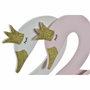 DKD Home Decor Set de 2 Percheros de Madera Diseño Cisne Blanco y Rosa Palo
