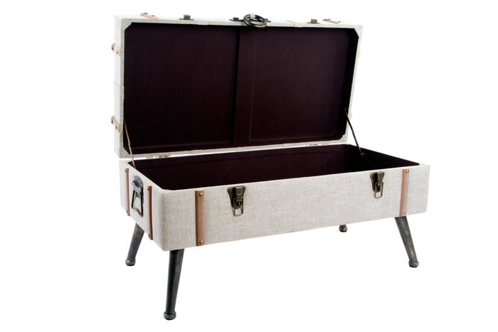 DKD Home Decor Descalzadora de Lino y MDF Beige
