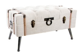 DKD Home Decor Descalzadora de Lino y MDF Beige