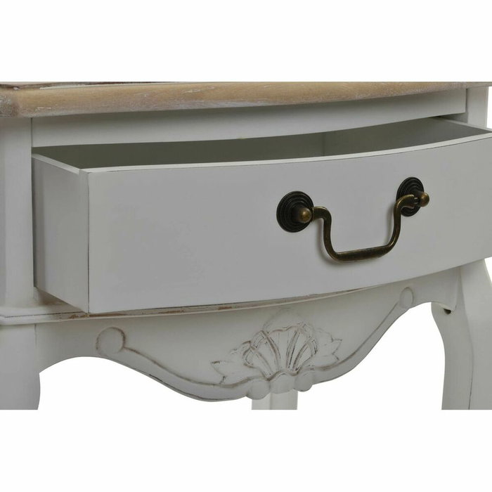 DKD Home Decor Mesita de Noche de Madera 48x35x69 Blanco y Natural