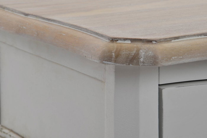 DKD Home Decor Mesita de Noche de Madera 48x35x69 Blanco y Natural