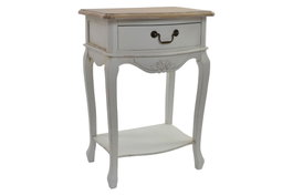 DKD Home Decor Mesita de Noche de Madera 48x35x69 Blanco y Natural