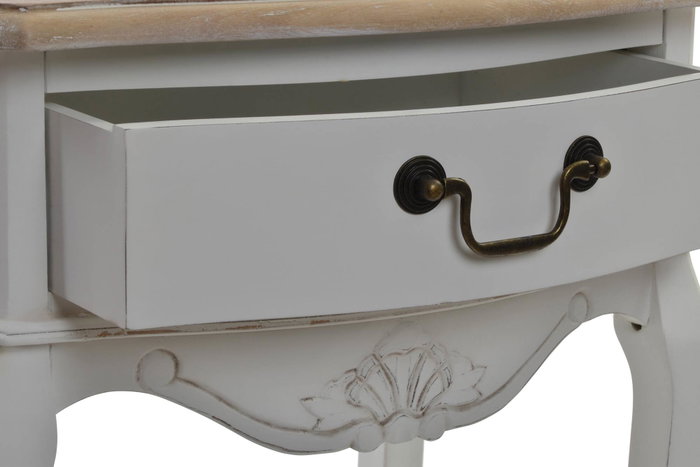 DKD Home Decor Mesita de Noche de Madera 48x35x69 Blanco y Natural