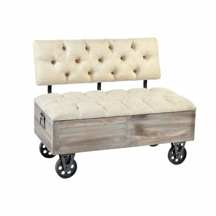 DKD Home Decor Descalzadora de Abeto y Poliéster con Ruedas