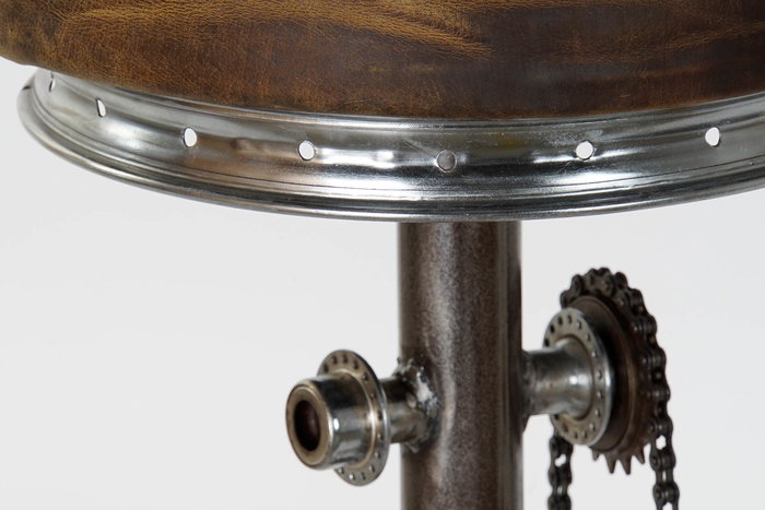 DKD Home Decor Taburete Vintage Marron Metal y Cuero 44 x 82 x 41 cm