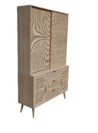DKD Home Decor Vitrina Rejilla Natural en Paulownia y MDF