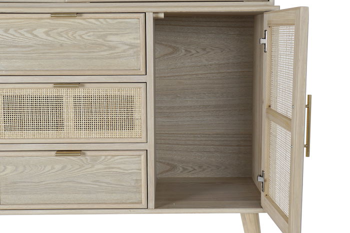 DKD Home Decor Vitrina Scandi Natural 196 x 120 cm Madera Paulownia y MDF con 3 Cajones y 4 Puertas