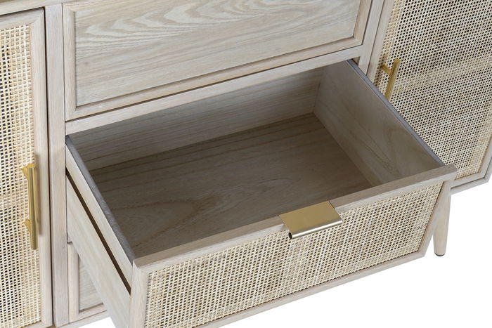 DKD Home Decor Vitrina Scandi Natural 196 x 120 cm Madera Paulownia y MDF con 3 Cajones y 4 Puertas