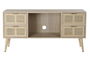 DKD Home Decor Mueble TV Scandi Rejilla Natural Dorado 120 x 60 x 42 cm