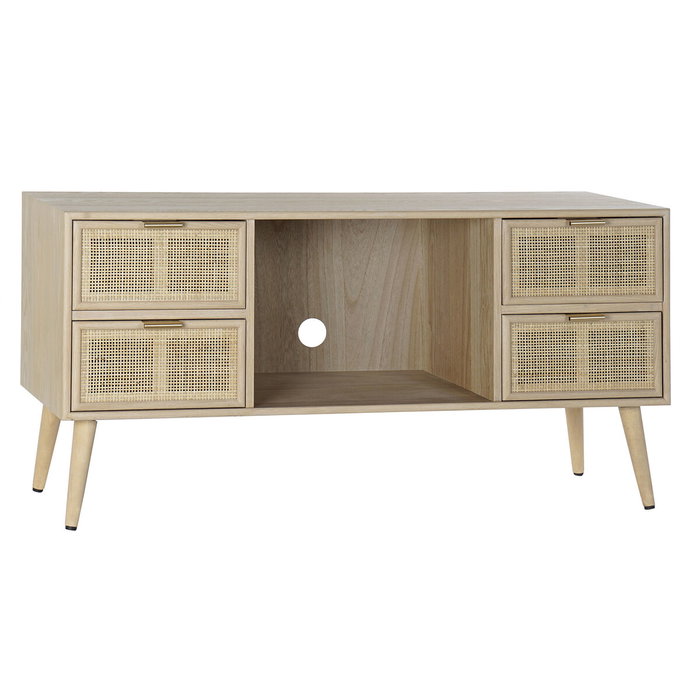 DKD Home Decor Mueble TV Rejilla Natural Paulownia y MDF 120x42x60
