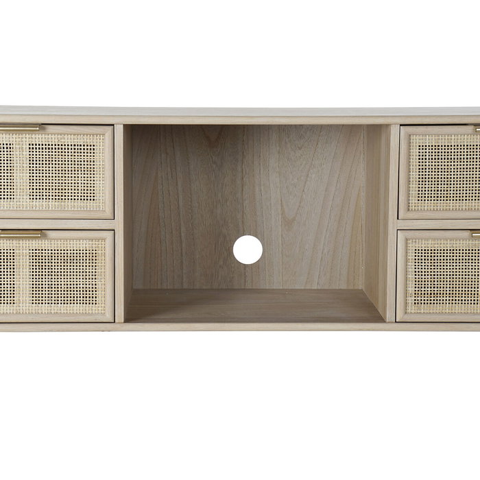 DKD Home Decor Mueble TV Rejilla Natural Paulownia y MDF 120x42x60