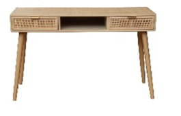 DKD Home Decor Consola Rejilla Natural Paulownia y MDF