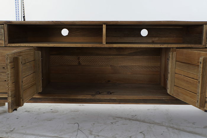 DKD Home Decor Mesa TV Alpino Chiara Pino Natural 180x48x65 cm 2 Cajones 4 Puertas