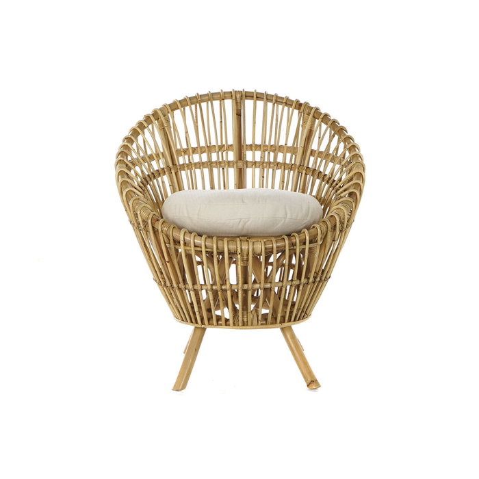 DKD Home Decor Sillón de Rattan y Algodón con Cojín Natural