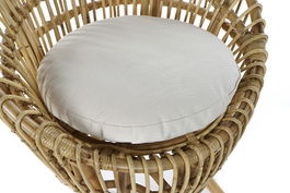 DKD Home Decor Sillón Balines Natural Blanco Ratan Algodón 76 x 65 x 85 cm Con Cojín