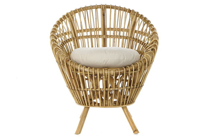 DKD Home Decor Sillón Balines Natural Blanco Ratan Algodón 76 x 65 x 85 cm Con Cojín DKD Home Decor Sillón Balines Natural Blanco Ratan Algodón 76 x 65 x 85 cm Con Cojín