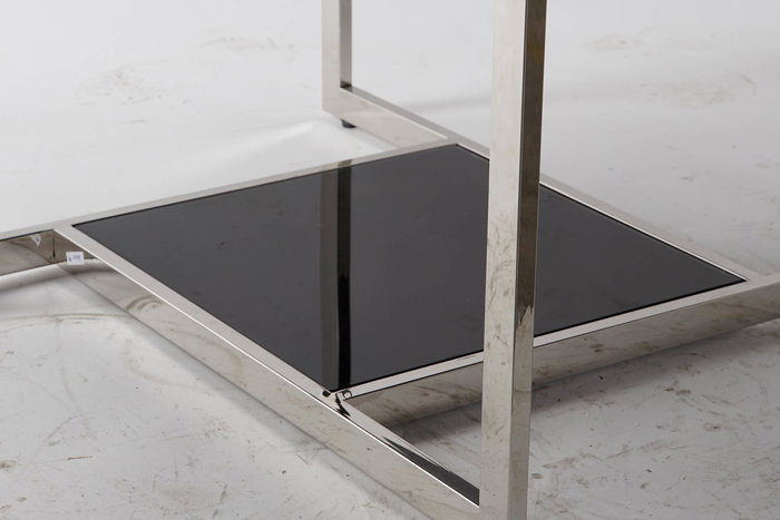 DKD Home Decor Mesa Centro Moderno Negro Acero Cristal Plateado 100x100x45 cm