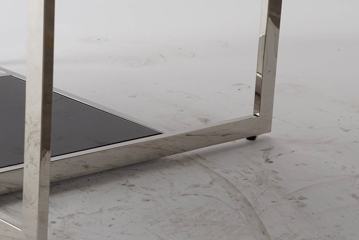 DKD Home Decor Mesa Centro Moderno Negro Acero Cristal Plateado 100x100x45 cm