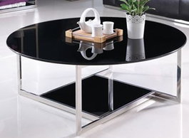 DKD Home Decor Mesa de Centro de Acero y Cristal Negro 100x100x45 cm