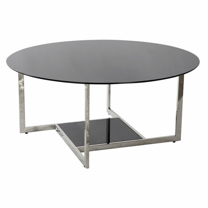 DKD Home Decor Mesa de Centro de Acero y Cristal Negro 100x100x45 cm