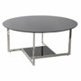 DKD Home Decor Mesa de Centro de Acero y Cristal Negro 100x100x45 cm