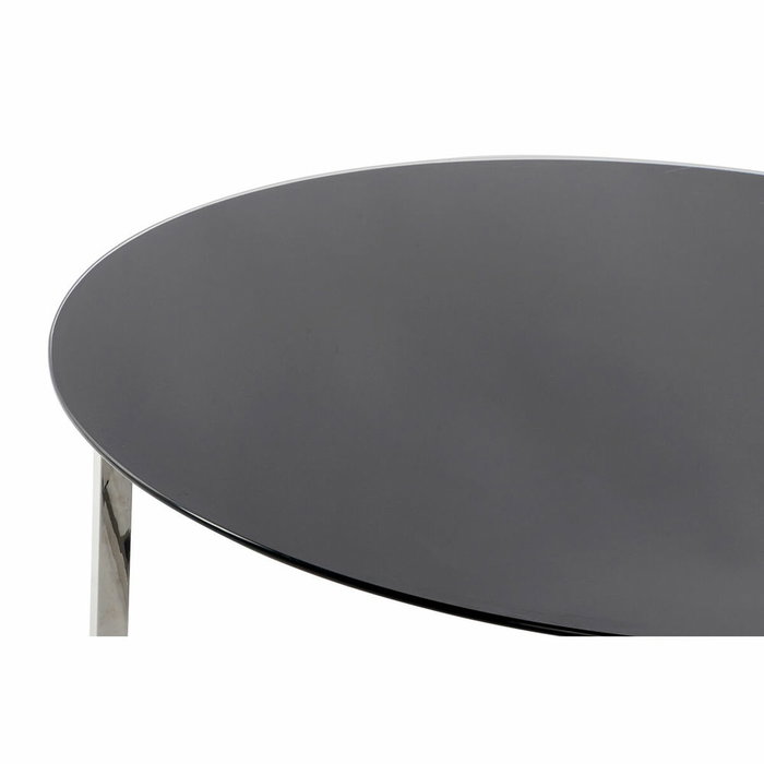 DKD Home Decor Mesa de Centro de Acero y Cristal Negro 100x100x45 cm