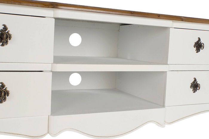 Mueble Tv Tradicional DKD Home Decor Blanco Marron 48 x 60 x 120 cm