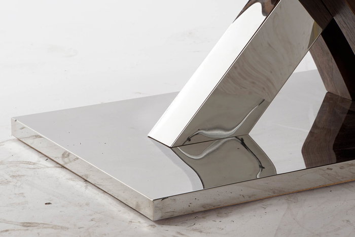 DKD Home Decor Mesa de Centro Moderna Madera y Acero Marron Oscuro Plateado 120 x 60 x 43.5 cm