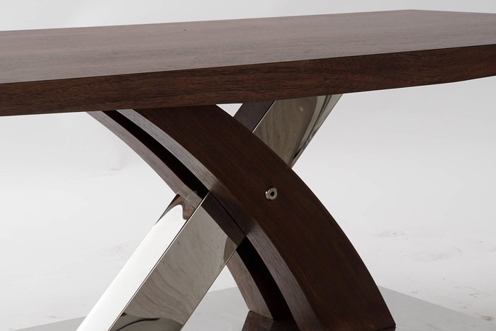 DKD Home Decor Mesa de Centro Moderna Madera y Acero Marron Oscuro Plateado 120 x 60 x 43.5 cm