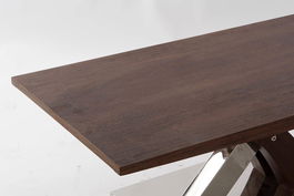 DKD Home Decor Mesa de Centro Moderna Madera y Acero Marron Oscuro Plateado 120 x 60 x 43.5 cm