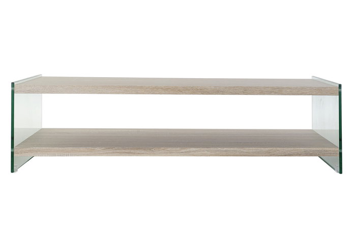 DKD Home Decor Green house 21 Mesa Centro Moderno Cristal y MDF Natural Transparente 130 x 65 x 35.5 cm