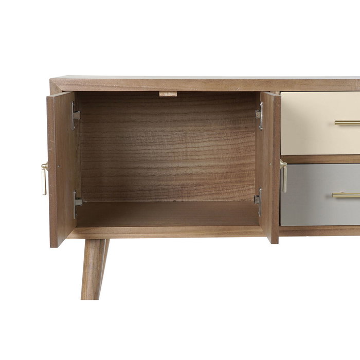DKD Home Decor Mueble TV Paulownia y Metal 90x34x66,5 Gris