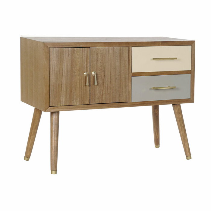 DKD Home Decor Mueble TV Paulownia y Metal 90x34x66,5 Gris