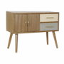 DKD Home Decor Mueble TV Paulownia y Metal 90x34x66,5 Gris