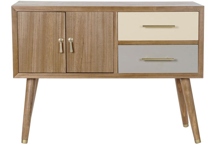 DKD Home Decor Mueble TV Glam Gris Crema 90 x 66.5 x 34 cm