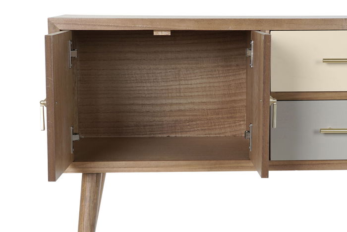 DKD Home Decor Mueble TV Glam Gris Crema 90 x 66.5 x 34 cm