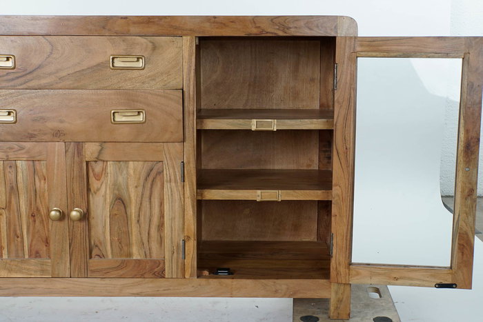 DKD Home Decor Resez Buffet Colonial Acacia Natural Dorado 150 x 40 x 81 cm