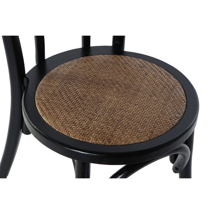 DKD Home Decor Silla Olmo y Ratán Apilable Negro