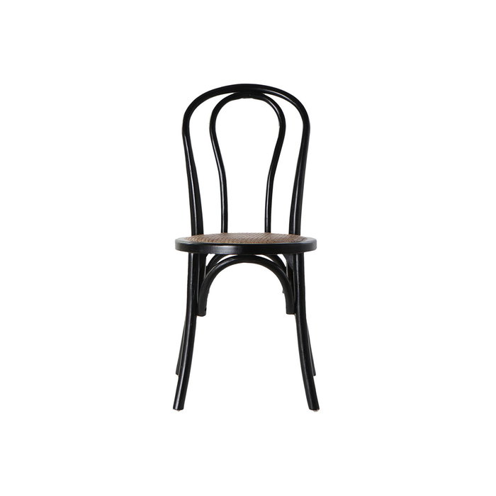 DKD Home Decor Silla Olmo y Ratán Apilable Negro