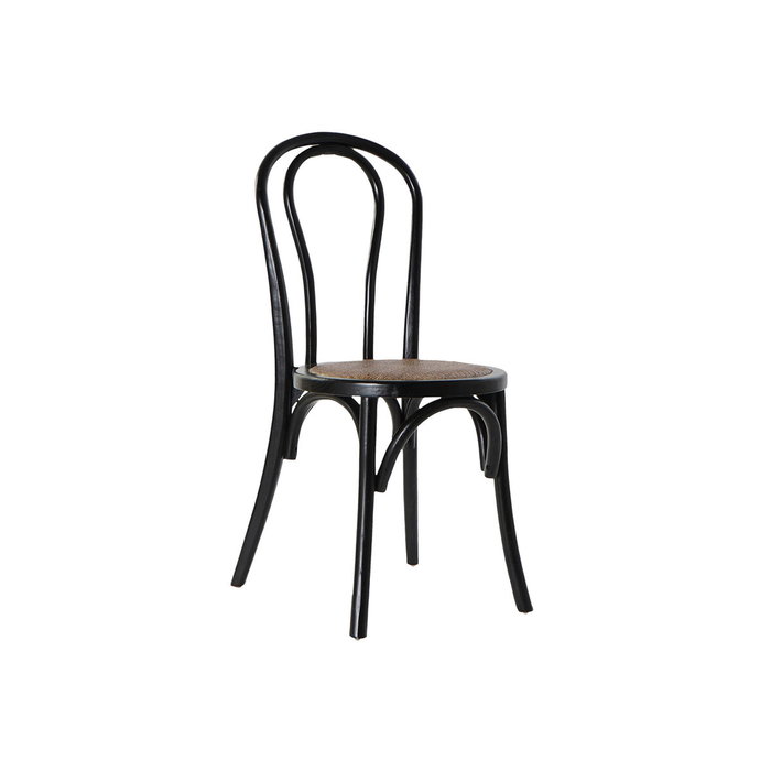 DKD Home Decor Silla Olmo y Ratán Apilable Negro