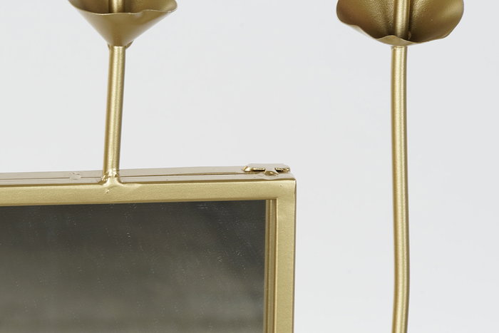 DKD Home Decor Espejo de Pared Decorativo Chic con Marco de Metal Dorado y Detalles de Flor, Medidas 100x70x5 cm